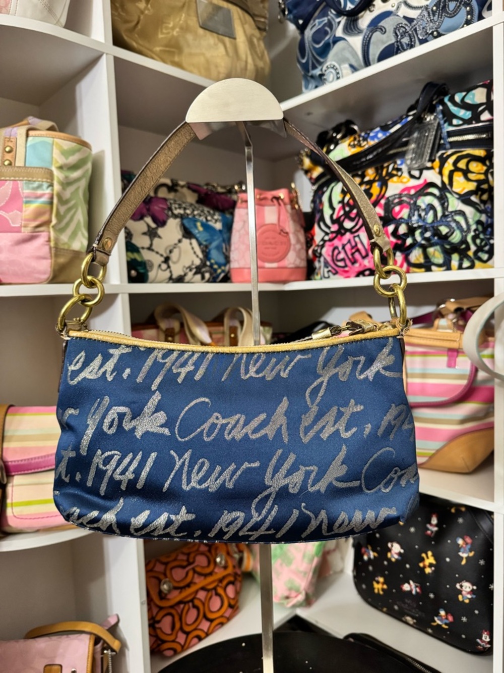 Coach 2011 Poppy Blue Script Shoulder Bag - Picture 7 of 12